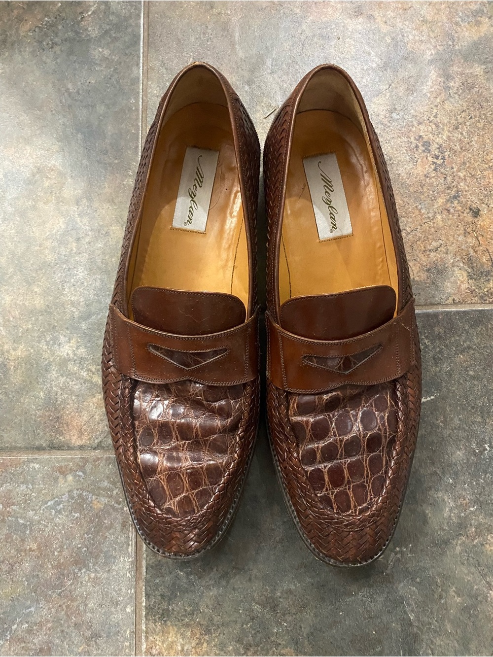 Vintage Mezlan Catania Genuine Crocodile Woven Loafers